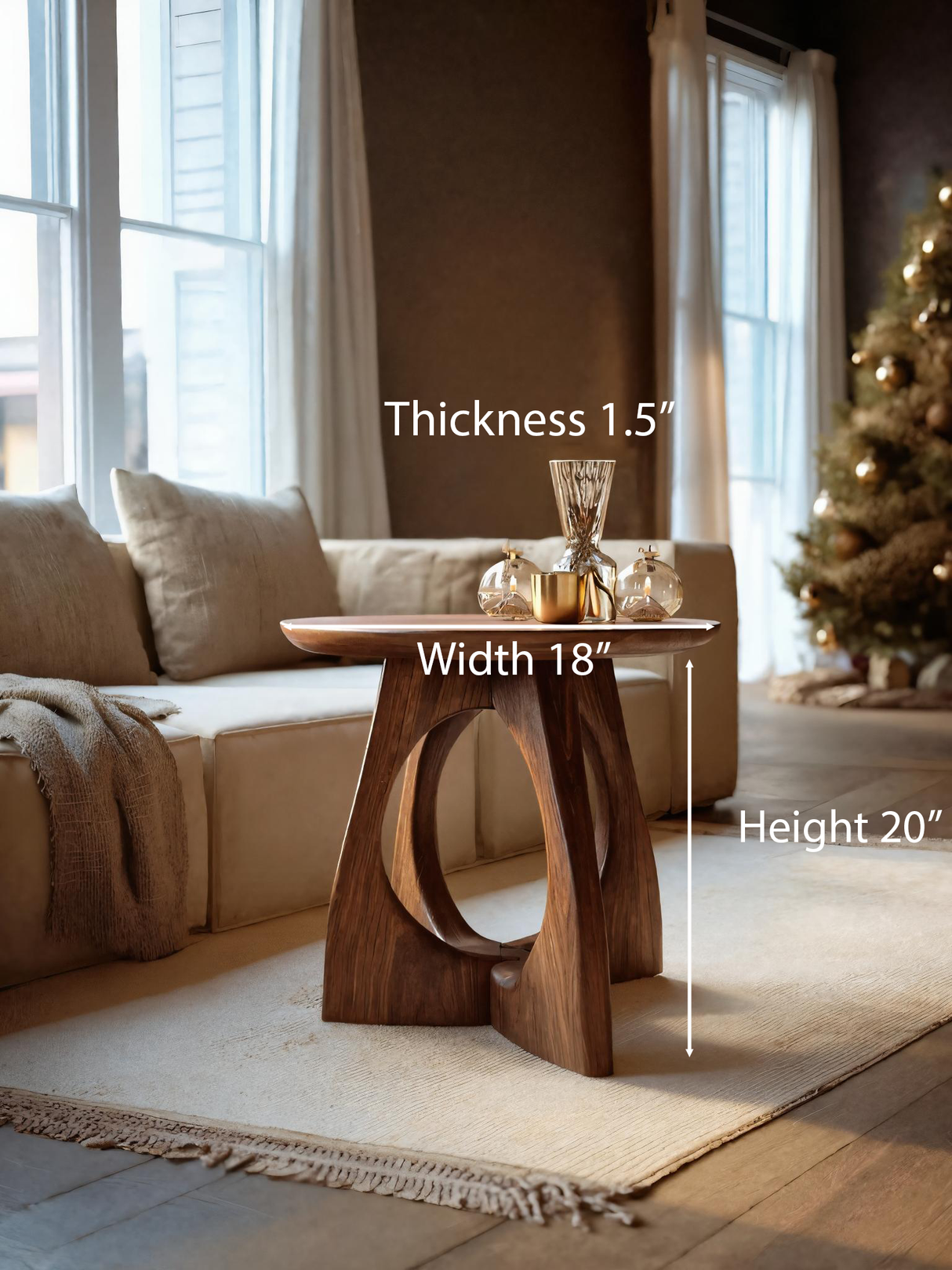 Sculptural Side Table With Circular Base For Living Room