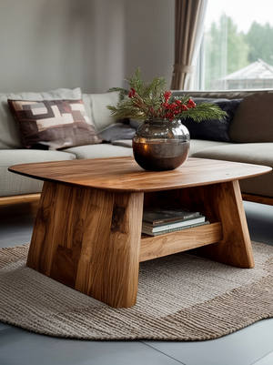 Minimalist Side Table With Shelf For Living Room