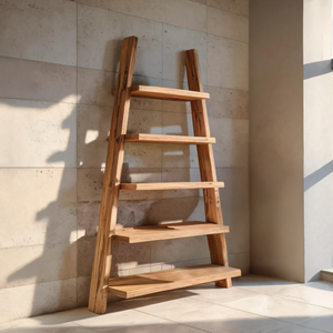 A-Frame Ladder Shelf With Open Tiers For Bathroom