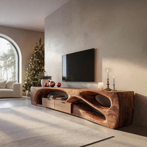 Modern Sculptural TV Console For Holiday Decoration