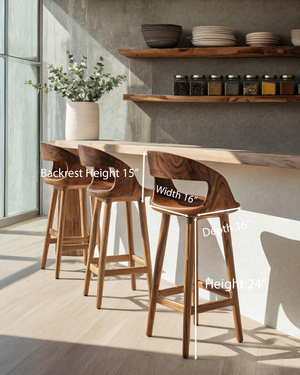 Modern Bar Stool With Curved Backrest For Kitchen