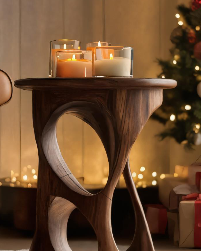 Modern Sculptural Side Table For Holiday Decoration