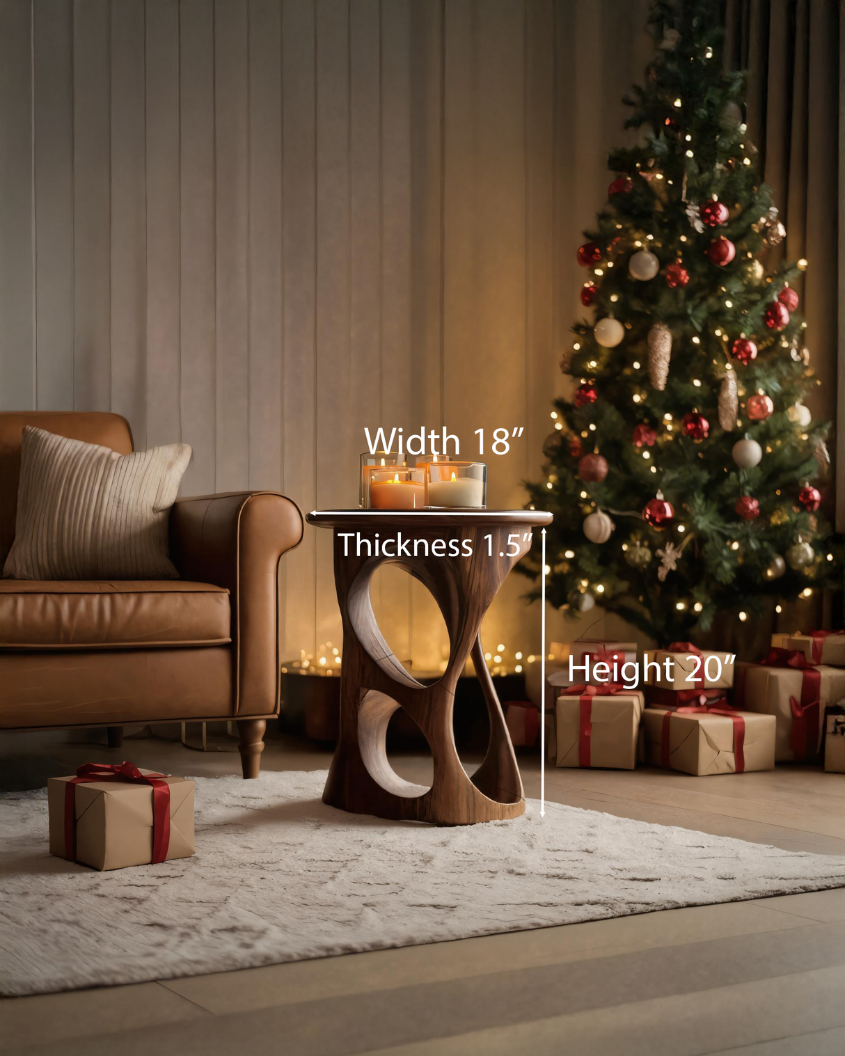 Modern Sculptural Side Table For Holiday Decoration