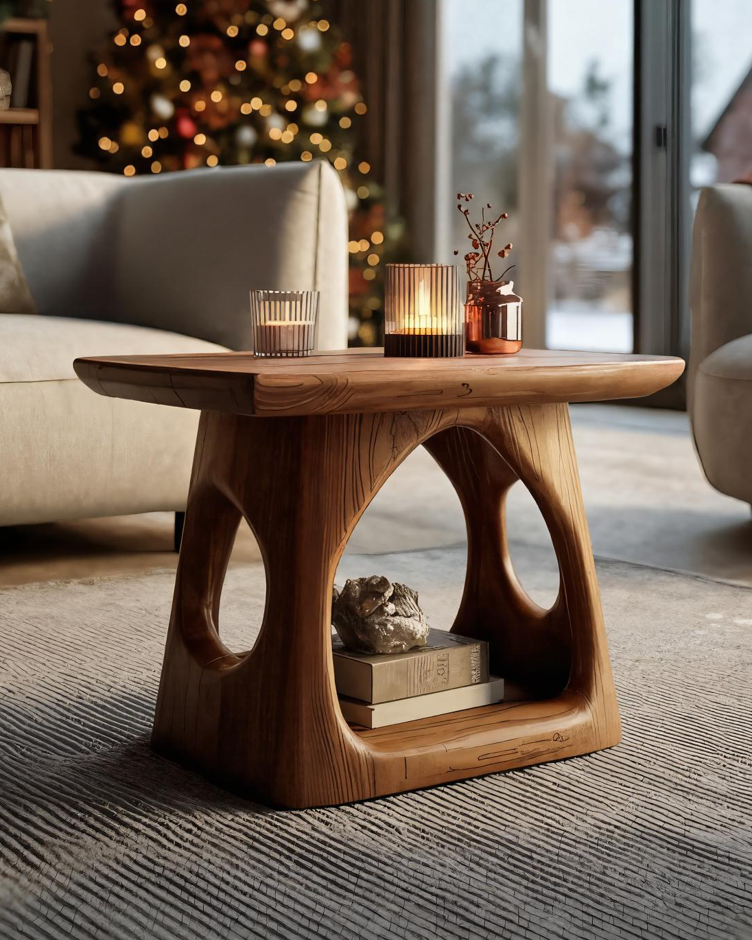 Artistic Sculptural Side Table For Holiday Decoration