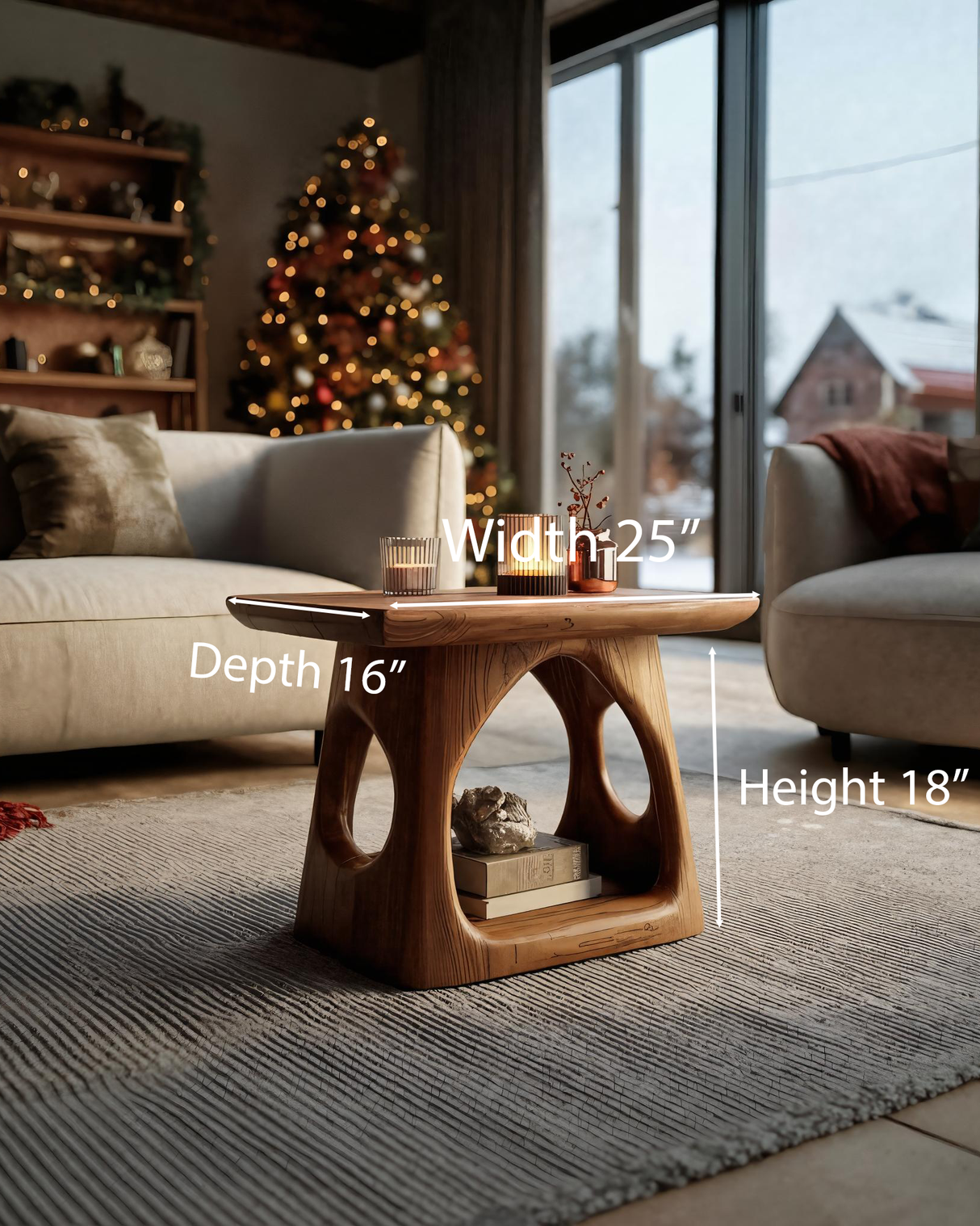 Artistic Sculptural Side Table For Holiday Decoration