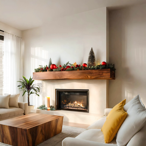 Rustic Live Edge Fireplace Mantel For Holiday Decoration