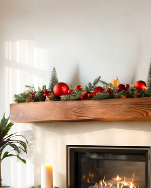 Rustic Live Edge Fireplace Mantel For Holiday Decoration