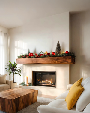 Rustic Live Edge Fireplace Mantel For Holiday Decoration