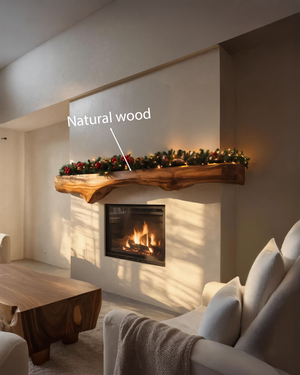 Sculptural Live Edge Fireplace Mantel For Holiday Decoration
