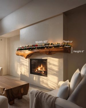 Sculptural Live Edge Fireplace Mantel For Holiday Decoration
