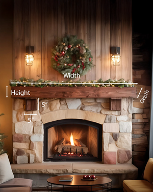 Rustic Fireplace Mantel With Beam For Holiday Decoration