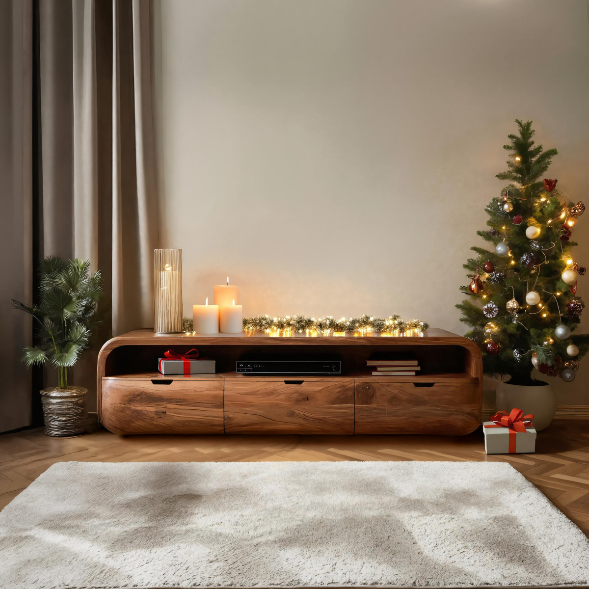 Modern Curved SideBoard For Holiday Decoration – ET Woodcrafts