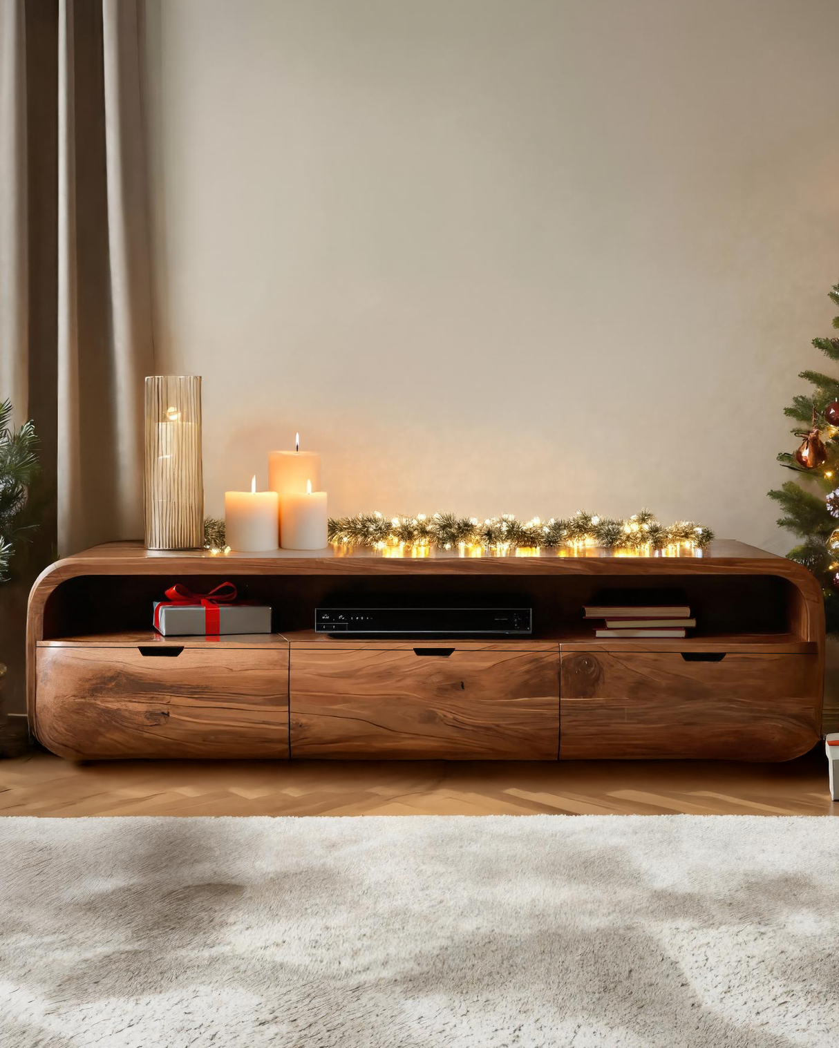 Modern Curved SideBoard For Holiday Decoration