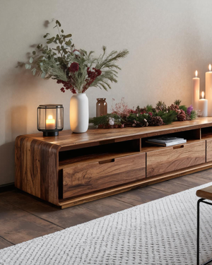 Sculptural Sideboard With Rounded Edge For Holiday Interior