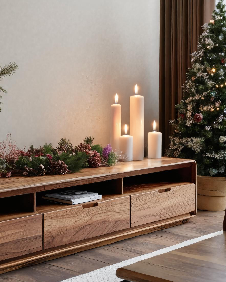 Sculptural Sideboard With Rounded Edge For Holiday Interior