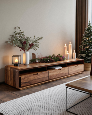 Sculptural Sideboard With Rounded Edge For Holiday Interior