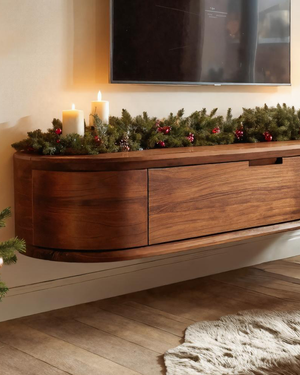 Modern Floating TV Console With Rounded Edge For Holiday