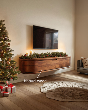 Modern Floating TV Console With Rounded Edge For Holiday