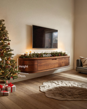 Modern Floating TV Console With Rounded Edge For Holiday
