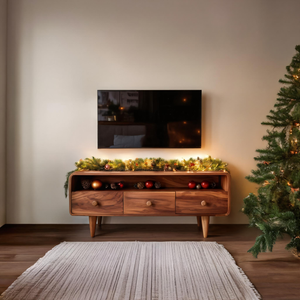 Mid-Century Rounded TV Console For Holiday Decor