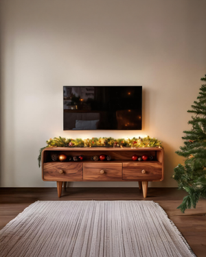 Mid-Century Rounded TV Console For Holiday Decor