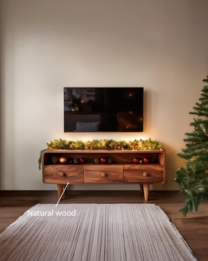 Mid-Century Rounded TV Console For Holiday Decor