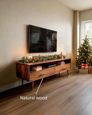 Mid-Century TV Console With Rounded Edge For Holiday