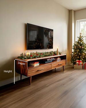 Mid-Century TV Console With Rounded Edge For Holiday