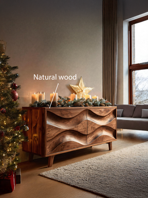 Modern Organic Wave Pattern Sideboard For Holiday Decor