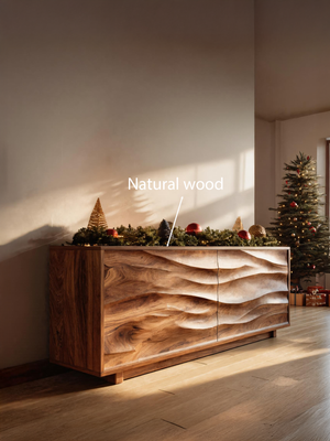 Modern Organic Wave Carved Sideboard For Festive Home Decor