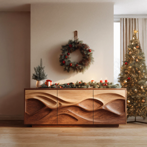 Organic Wave Pattern Sideboard For Holiday Decor