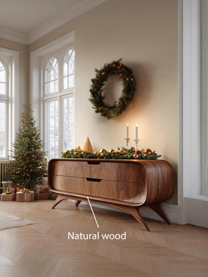 Mid Century Curved Sideboard For Holiday Or Living Room