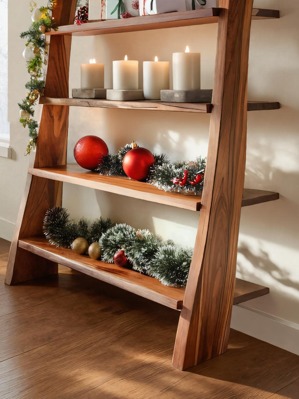 Modern Leaning Shelf For Holiday Decorative Display