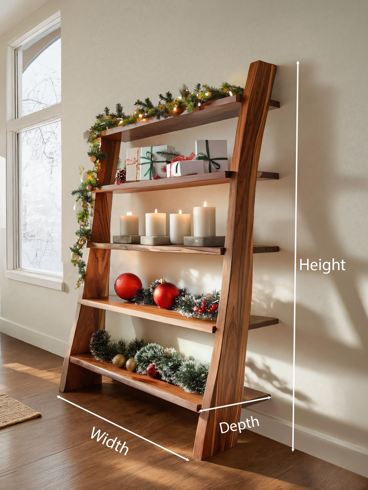 Modern Leaning Shelf For Holiday Decorative Display