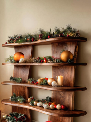 Organic Sculpted Shelf For Holiday Decorative Display