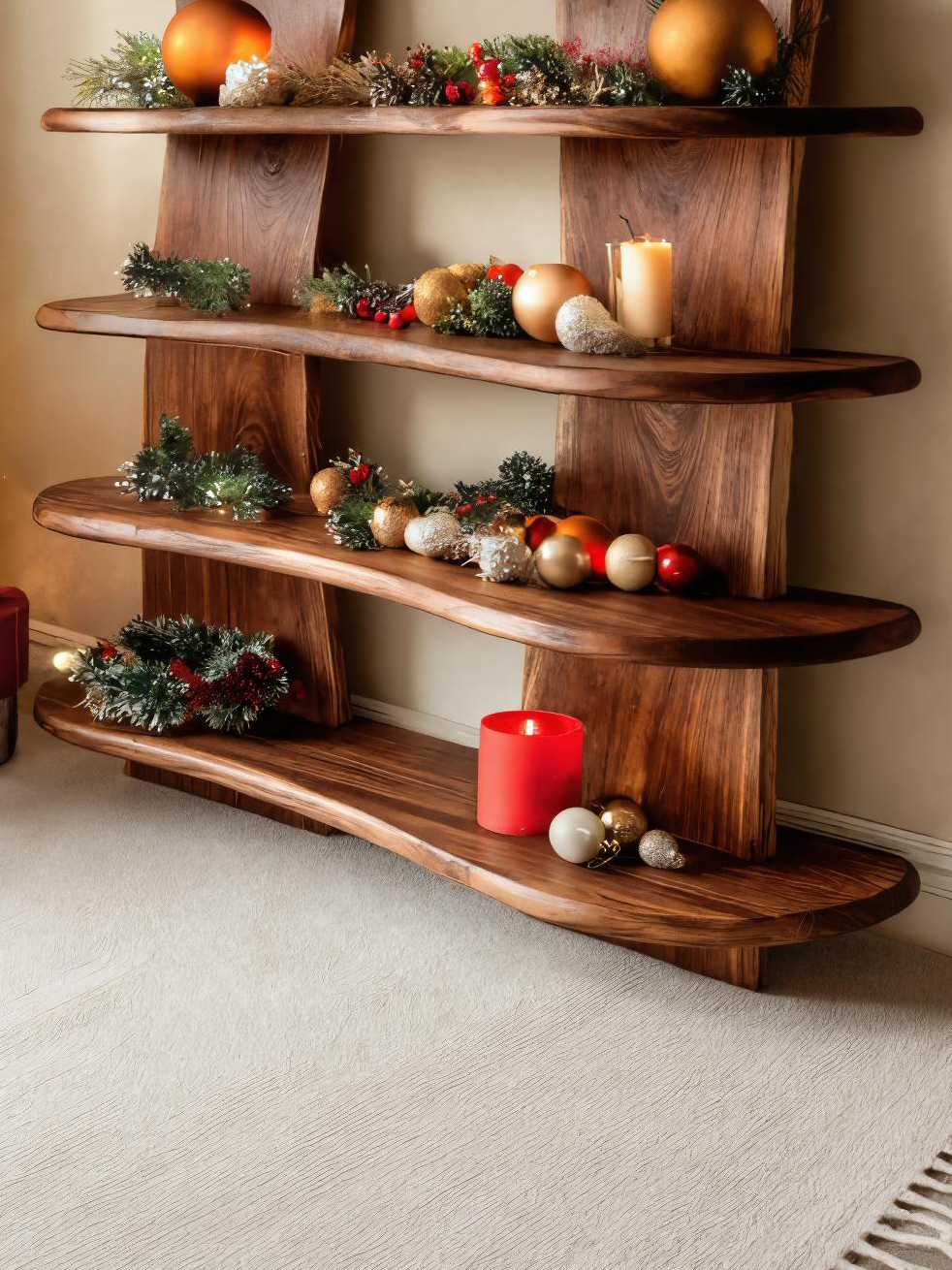 Organic Sculpted Shelf For Holiday Decorative Display