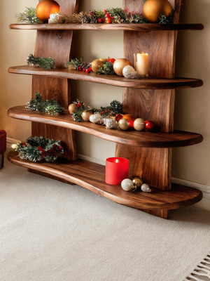 Organic Sculpted Shelf For Holiday Decorative Display