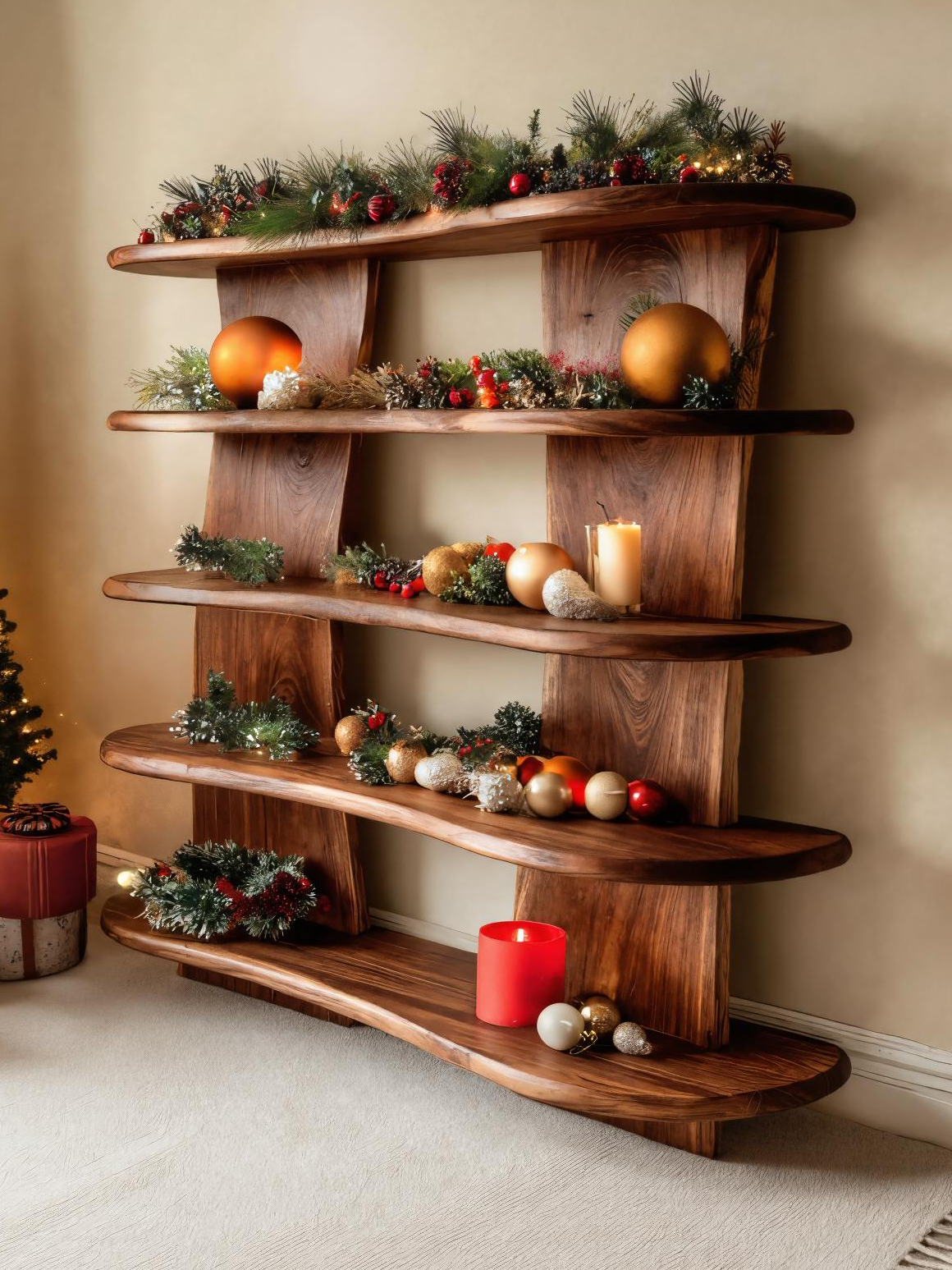 Organic Sculpted Shelf For Holiday Decorative Display