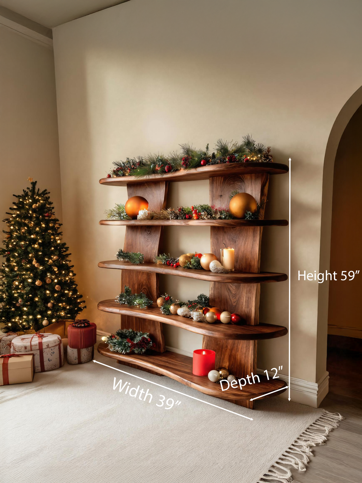 Organic Sculpted Shelf For Holiday Decorative Display