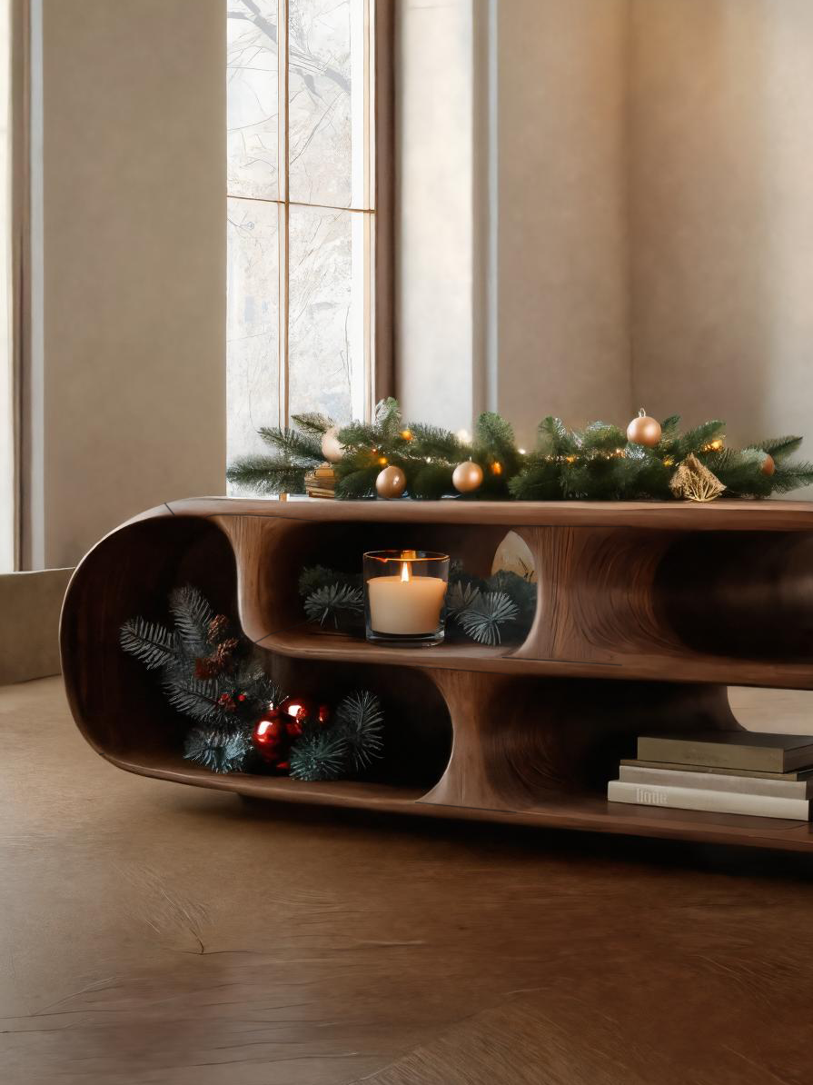 Modern Curved Sideboard For Living Room Or Holiday Decor