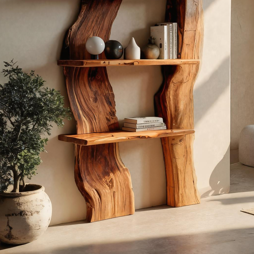 Rustic Tall Shelf For Living Room Decoration