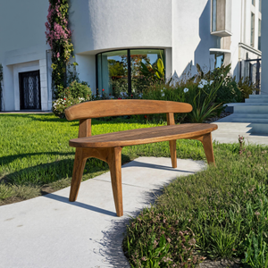 Organic Outdoor Bench With Curved Backrest For Patio