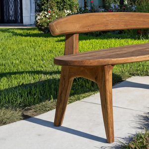 Organic Outdoor Bench With Curved Backrest For Patio