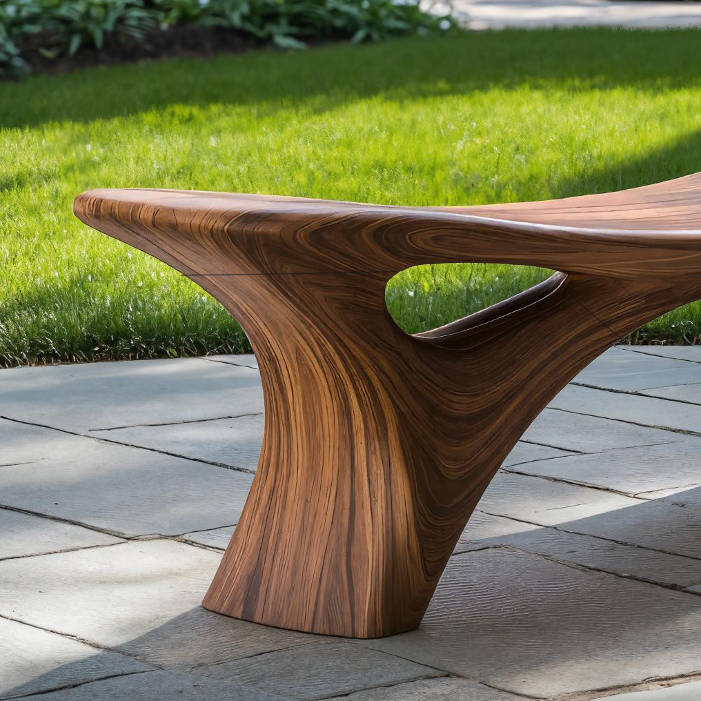 Contemporary Sculptural Outdoor Bench For Garden Or Terrace Lounge