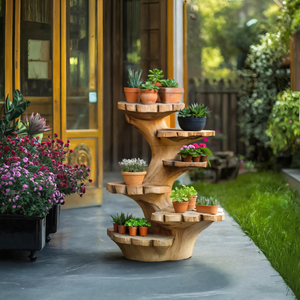 Organic Multi Tier Sculptural Plant Stand For Garden