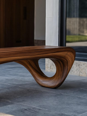 Modern Sculptural Outdoor Bench For Patio Or Garden Decor