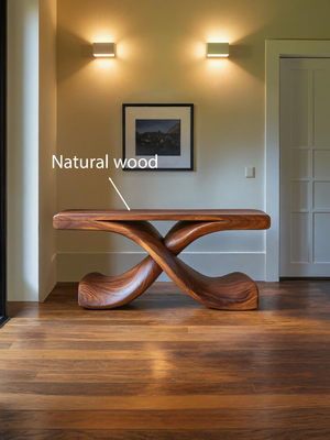 Modern Sculptural Console Table With Twisted Base For Living Room