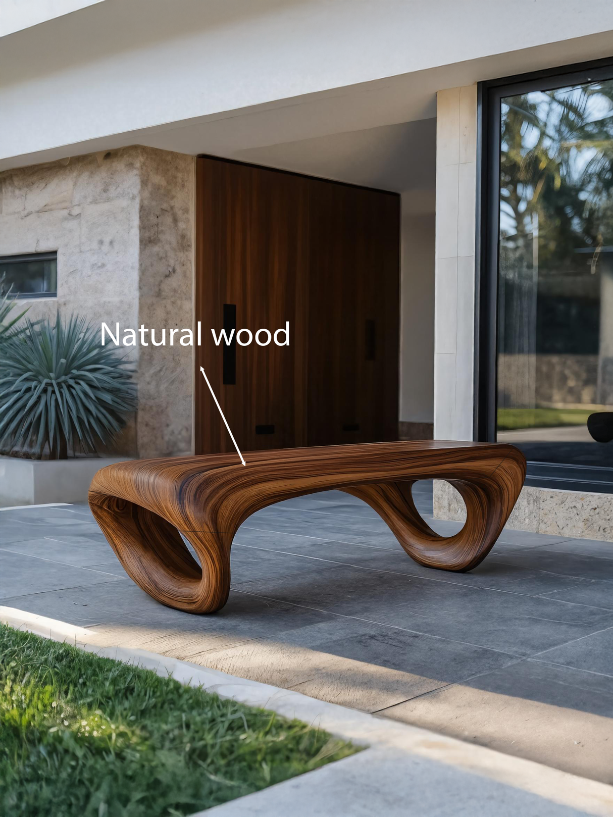 Modern Sculptural Outdoor Bench For Patio Or Garden Decor
