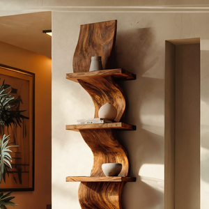 Modern Curved Floating Shelf For Statement Living Room