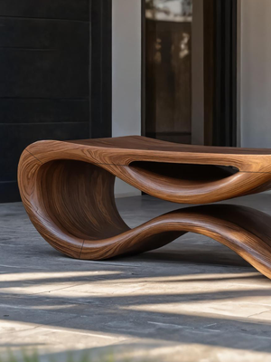 Contemporary Sculptural Outdoor Bench For Patio Or Garden Decor